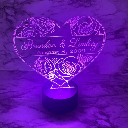 Personalised 7 Colours Changing Night Light Custom Name LED Lamp Gifts For Couple-Jessemade AU