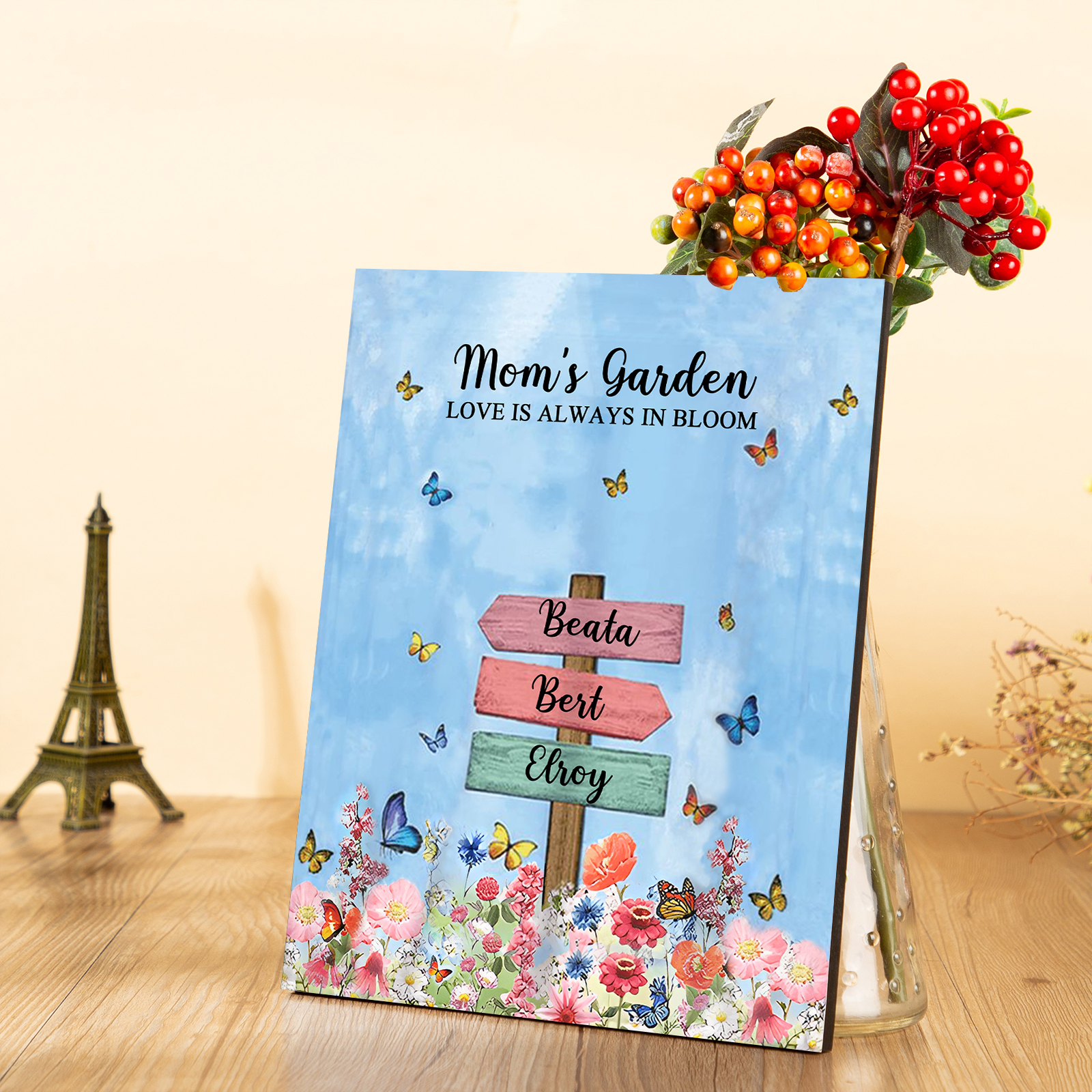 3 Names - Personalised Wooden Plaque Garden Custom Text Home Decoration Gift for Mother/Grandma-Jessemade AU