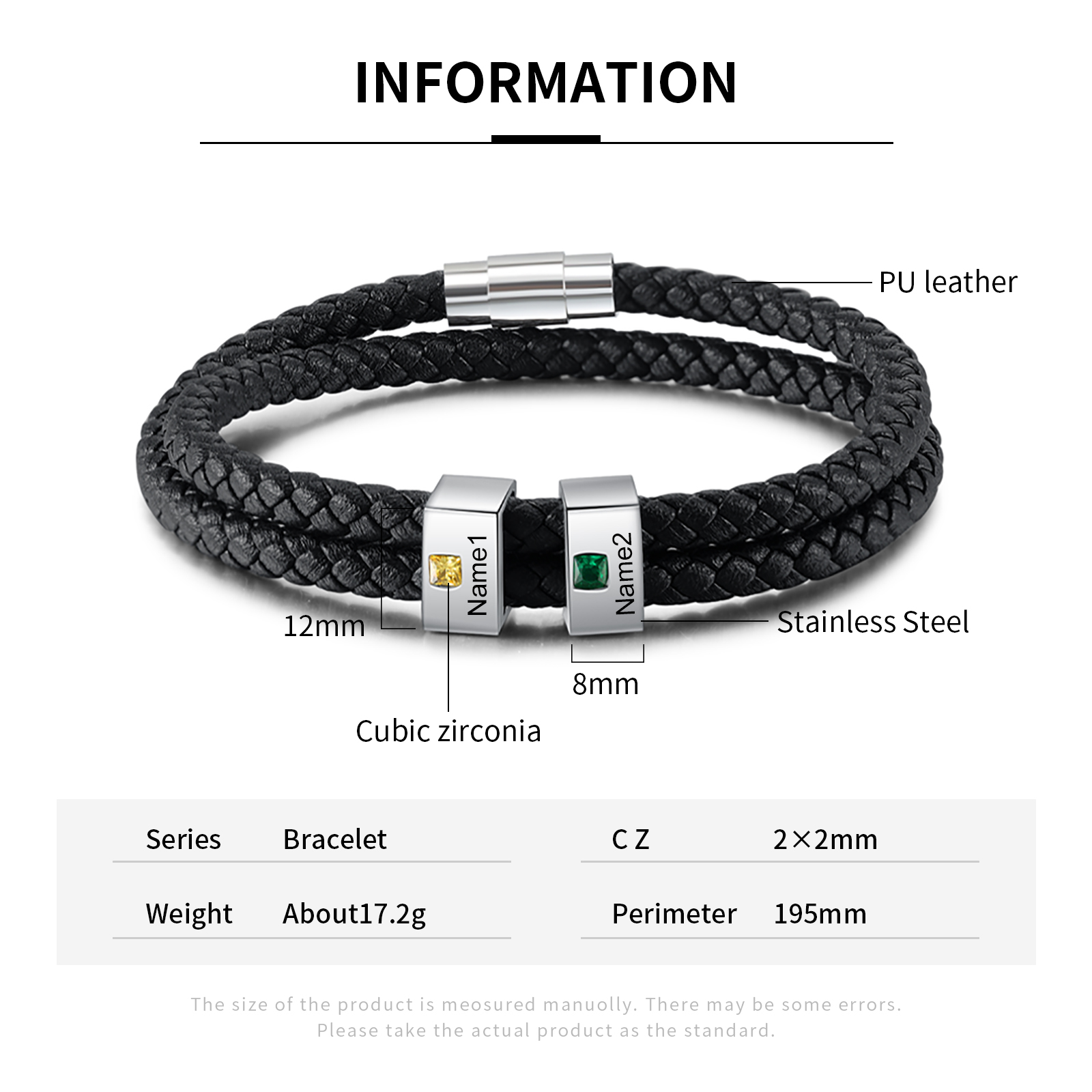 Customised 2 Names Men's Bracelet-Jessemade AU