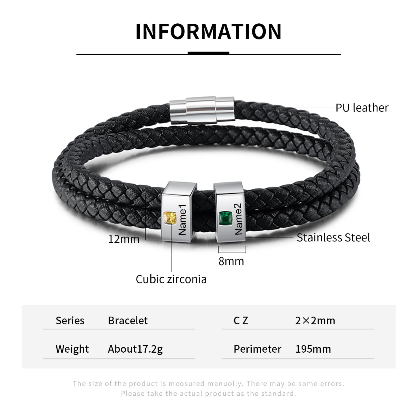 Customised 2 Names Men's Bracelet-Jessemade AU