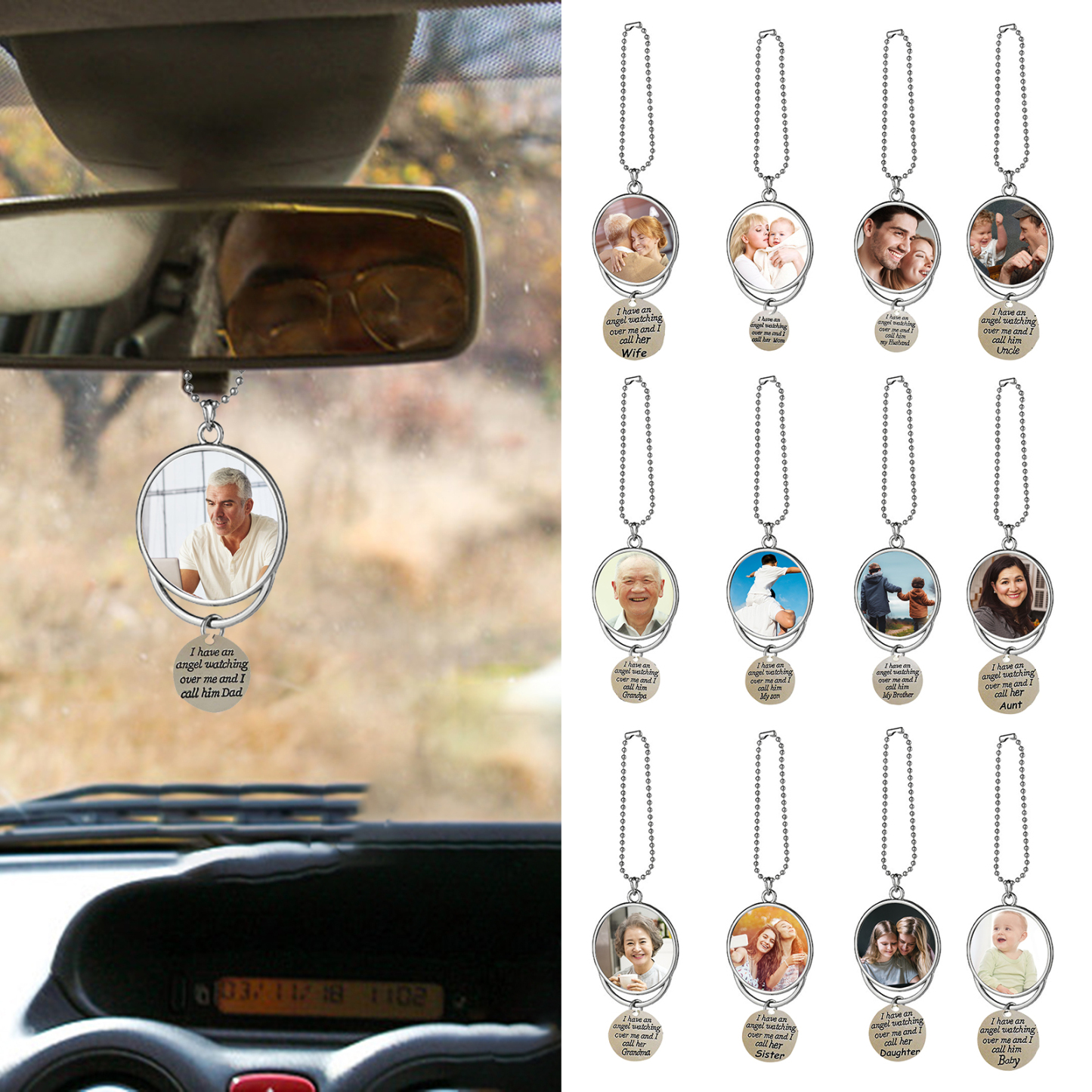 Personalised Photo Ornament I Have an Angel Watching Over Me Car Hanging Gifts-Jessemade AU
