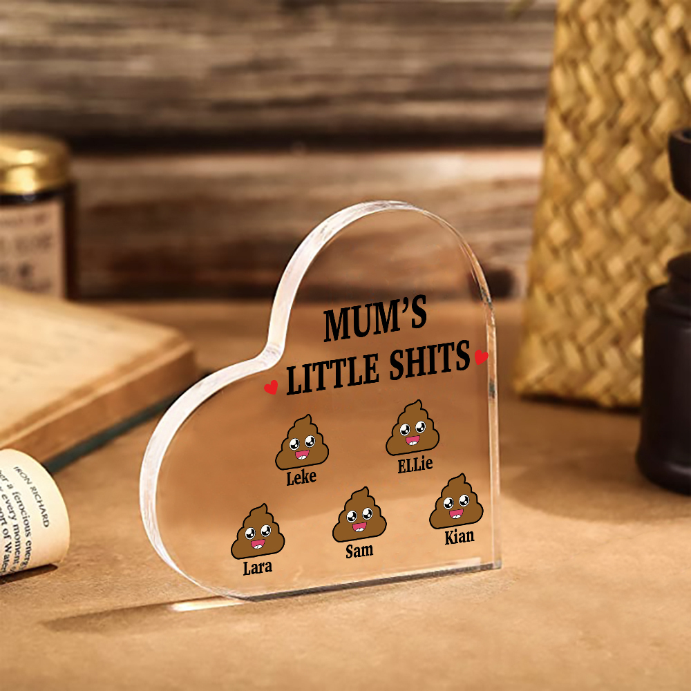 5 Names - Personalised Acrylic Heart Keepsake Custom Name Ornaments Mother's Day Funny Gifts for Mum-Jessemade AU