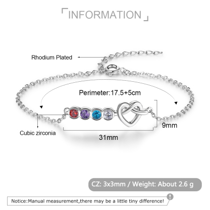 Personalised Heart Bracelet With 4 Birthstones Bracelet Gift For Women-Jessemade AU