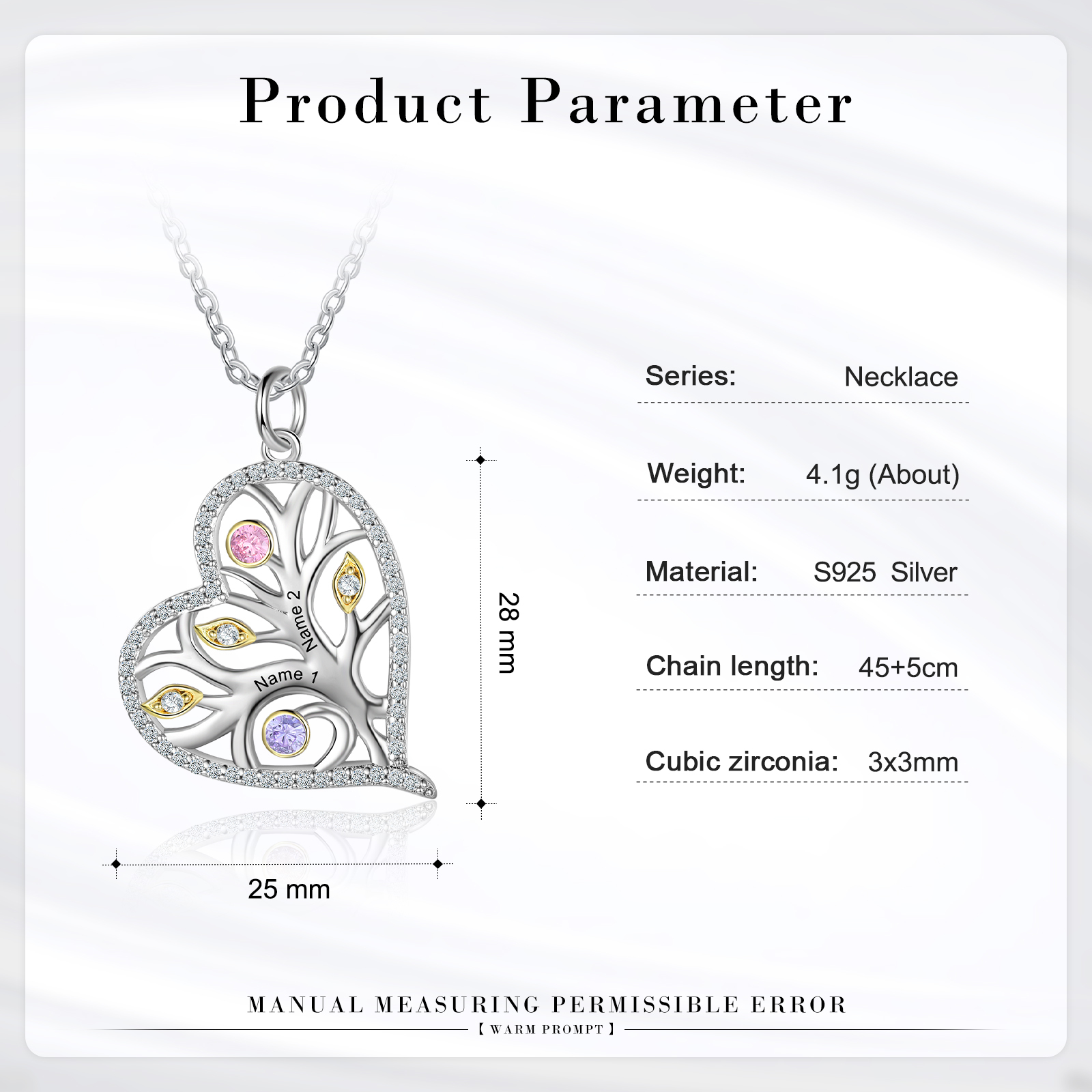 Personalised Family Tree Necklace With 2 Birthstones Custom Names Best Gift For Mother-Jessemade AU