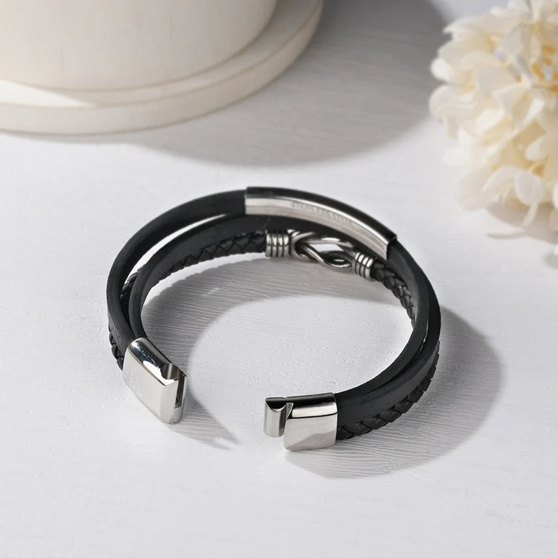 To My Son Infinity Knot Leather Bracelet "Forever Linked Together" Inspirational Gifts For Son-Jessemade AU