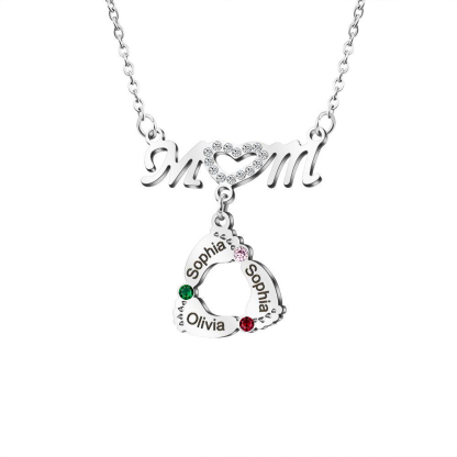 Mom Necklace Customised Baby Feet Necklace with Birthstones Engraving 3 Names Gifts for Her-Jessemade AU