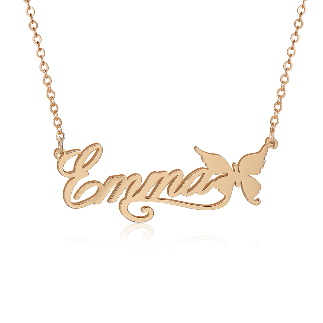 Personalised Butterfly Necklace Custom 1 Name Necklace Gift For Women-Jessemade AU