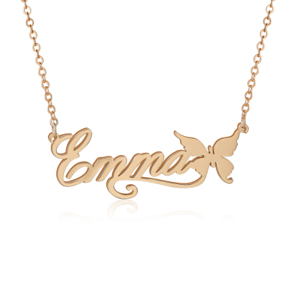 Personalised Butterfly Necklace Custom 1 Name Necklace Gift For Women-Jessemade AU