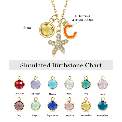 Back To School Personalised Star Necklace Custom Birthstone and Letter Necklace-Jessemade AU