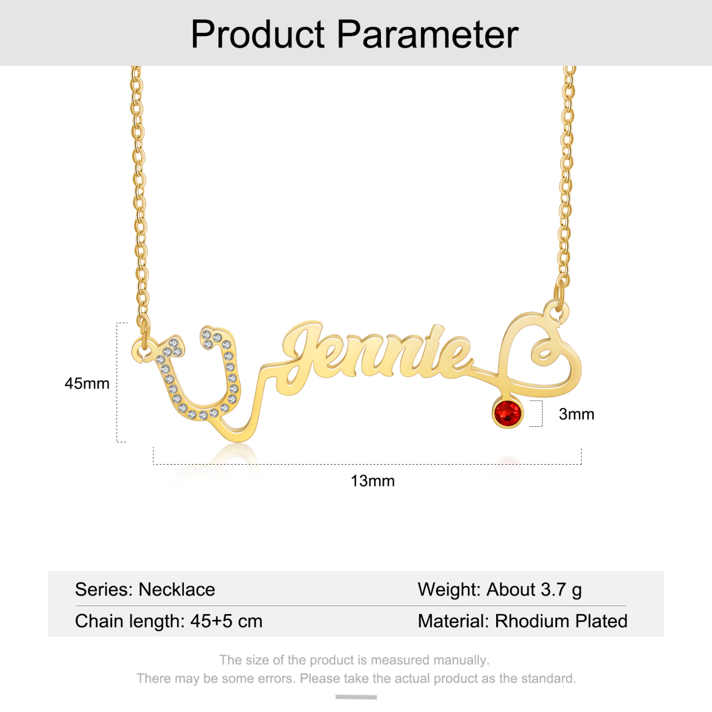 Personalised Stethoscope Necklace Custom 1 Name Necklace Gift For Women-Jessemade AU