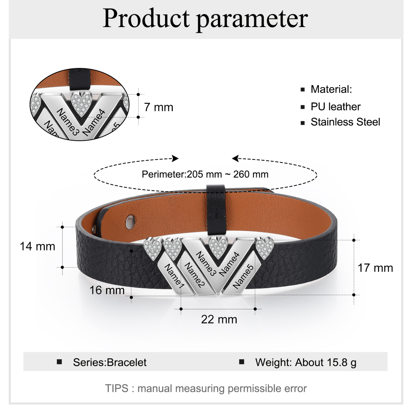 Mother's Day Gifts Personalised Leather Bracelet With 5 Names Gifts For Women-Jessemade AU