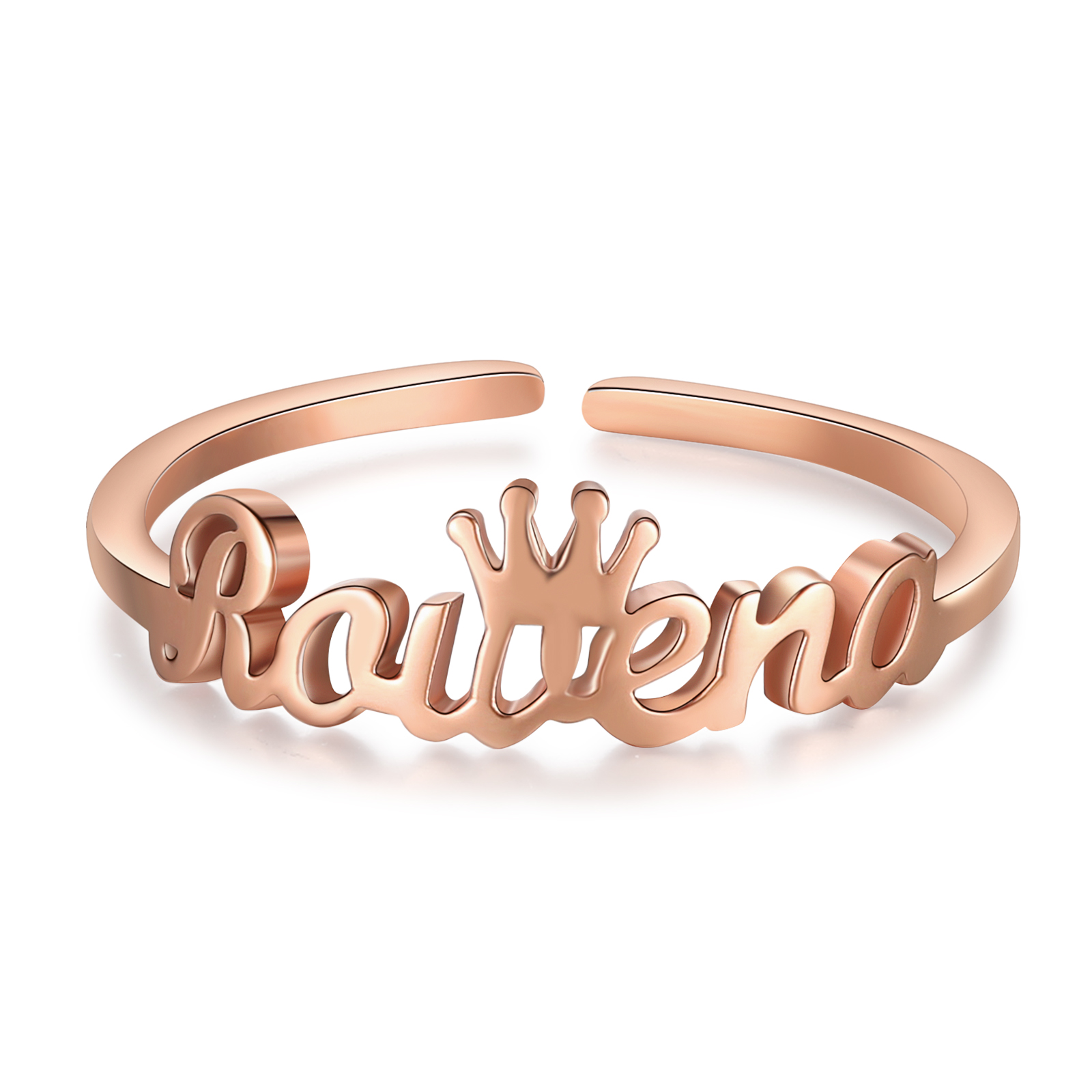 Crown Name Ring Personlized One Name Adjustable Rings-Jessemade AU