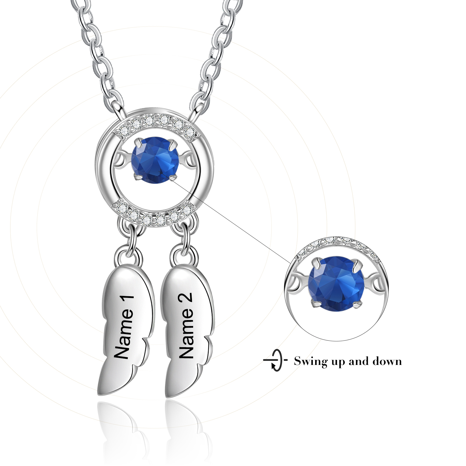 Personalised Dream Catcher Necklace with Dancing Stone Custom 2 Names Necklace-Jessemade AU