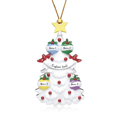 4 Names - Personalised Christmas Tree Ornament Customised Name & Text Wooden Hanging Ornaments Christmas Gift for Family-Jessemade AU