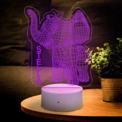 Personalised 3D Cartoon Elephant Home Decoration Lamp With Custom Name Night Light Kid's Bedroom Decor Children's LED Light-Jessemade AU