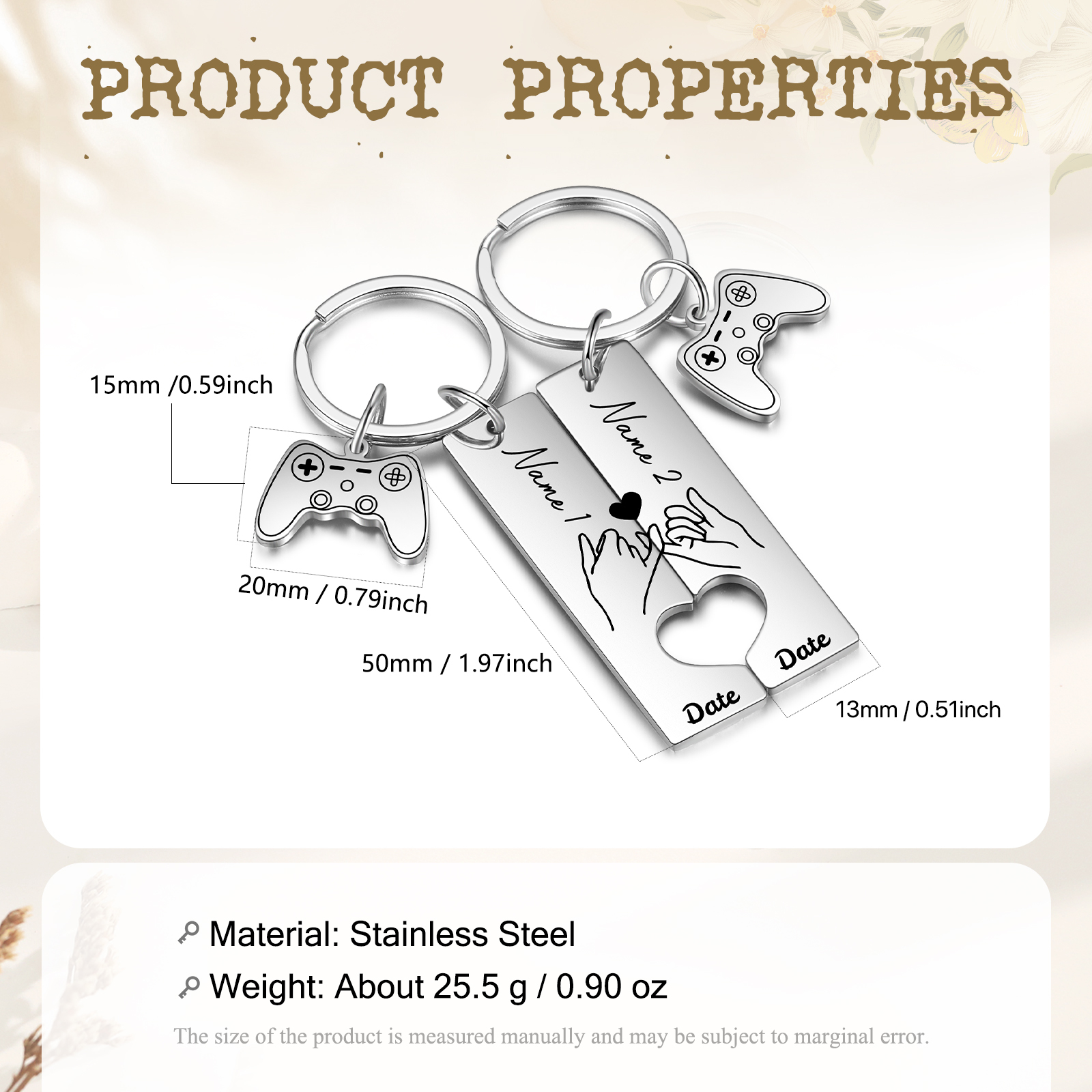 Personalised Couple Keychain Custom 2 Names & Date Keyring Game Console Valentine's Day Gift for Him/Her-Jessemade AU