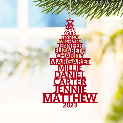 14 Names - Personalised Christmas Tree Ornaments Customised Name Xmas Wooden Decor Gifts for Family Friends-Jessemade AU