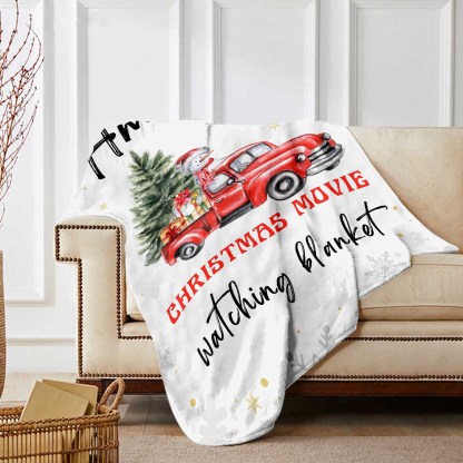 Personalised Christmas Movie Blanket Custom Name White Blanket Christmas Gift for Family Friends - Christmas Movie Watching Blanket-Jessemade AU