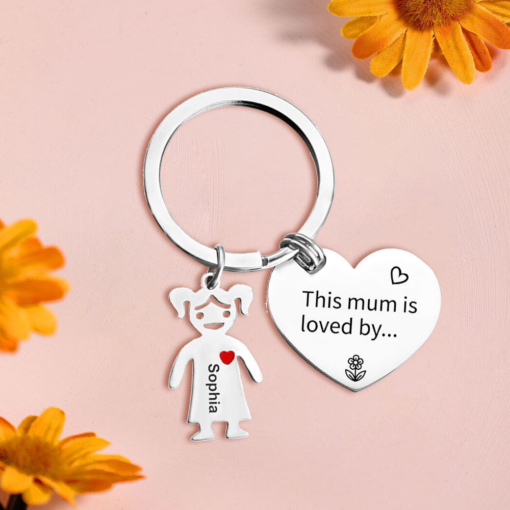 1 Name - Personalised Keychain with Kid Charm Engraved Names Keychain Mother's Day Gift for Mum-Jessemade AU
