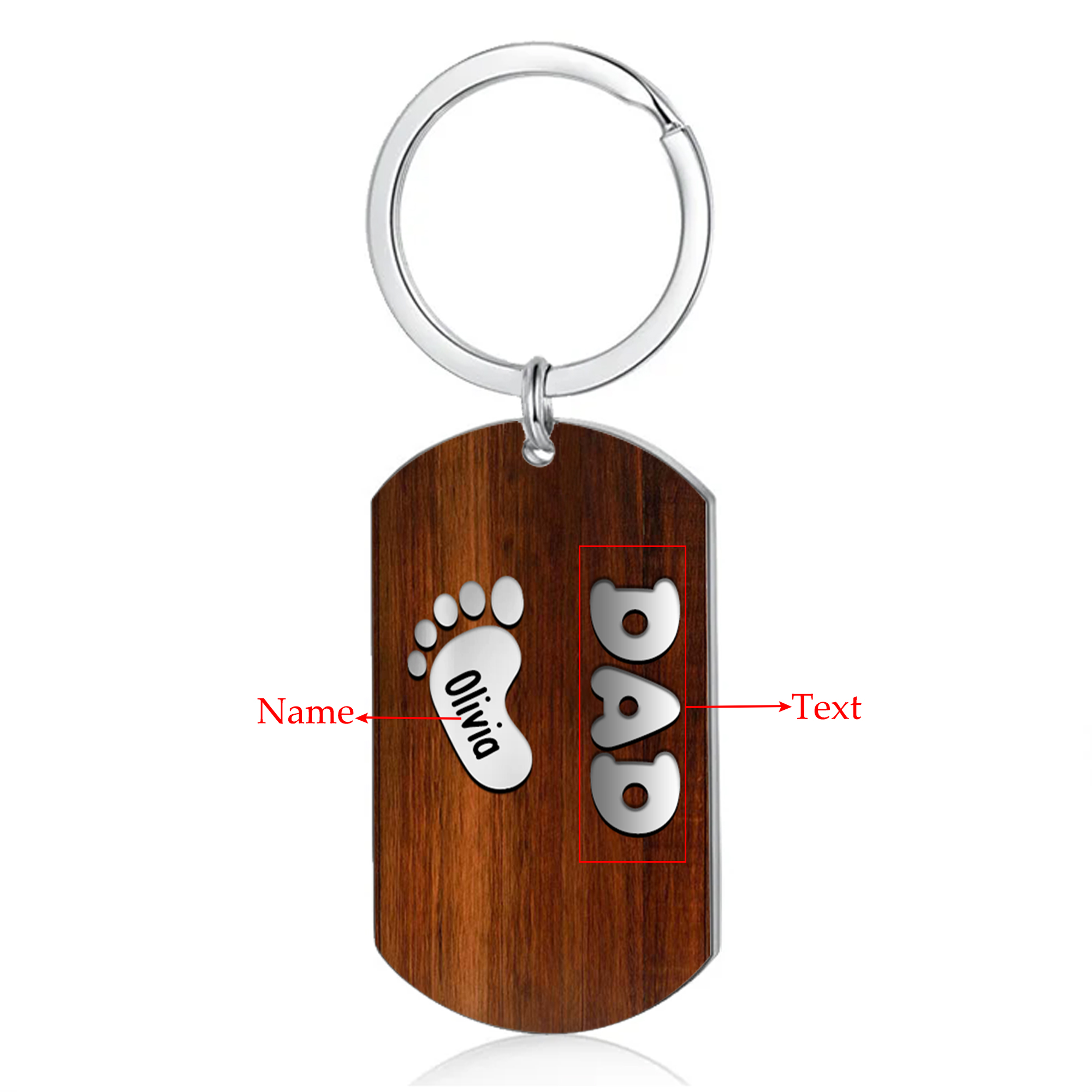 Custom 1 Name & 1 Text Keychain Personalised Baby Foot Keychain Father's Day Gifts for Grandpa/Dad-Jessemade AU