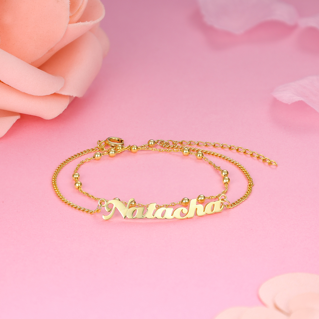 Double Stranded-Personalised Name Anklet For Her-Jessemade AU