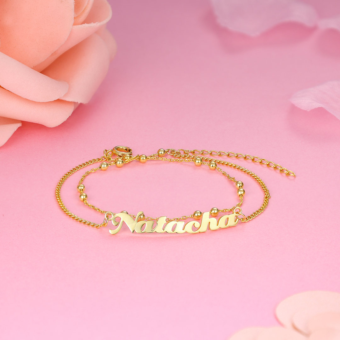Double Stranded-Personalised Name Anklet For Her-Jessemade AU