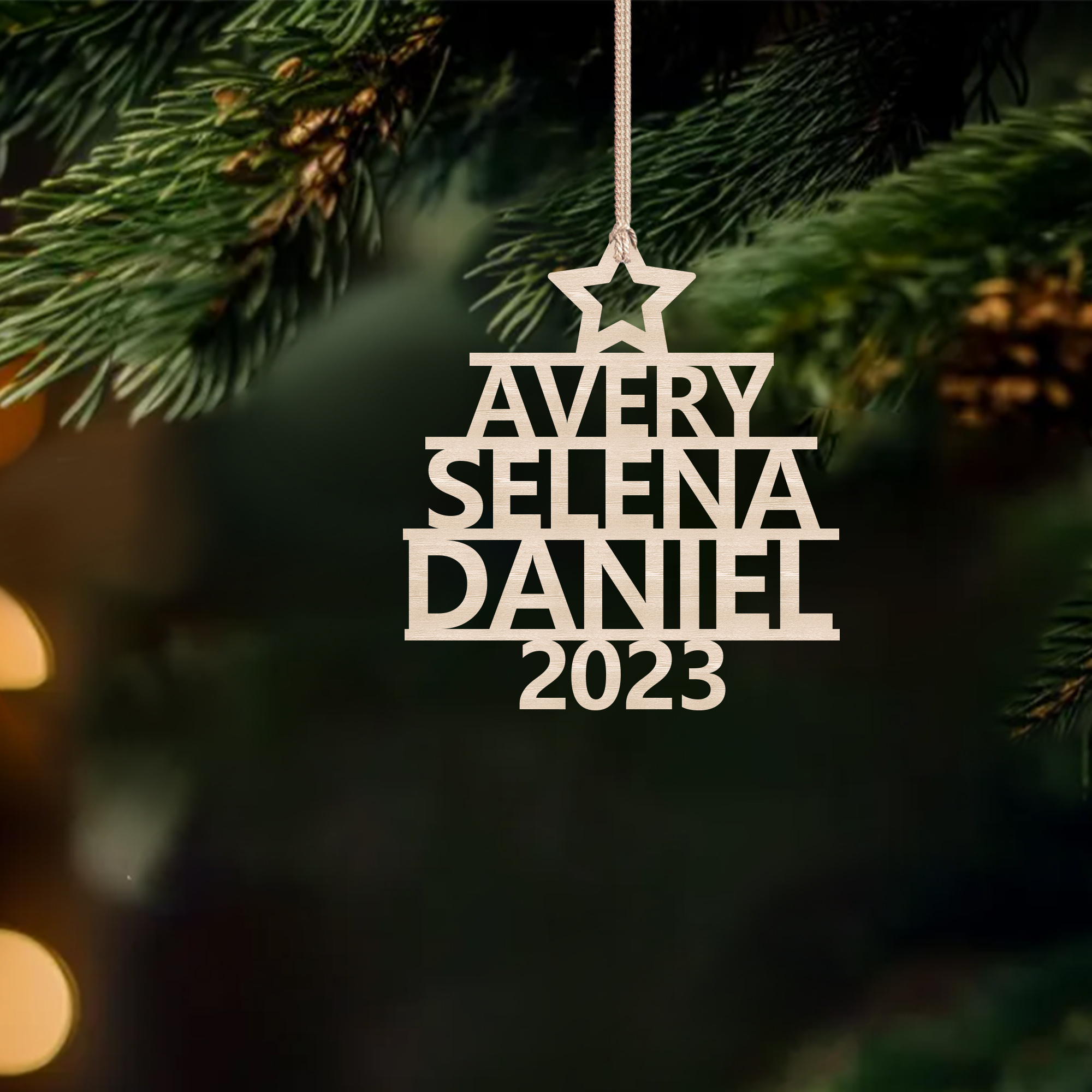 3 Names - Personalised Christmas Tree Ornaments Customised Name Xmas Wooden Decor Gifts for Family Friends-Jessemade AU