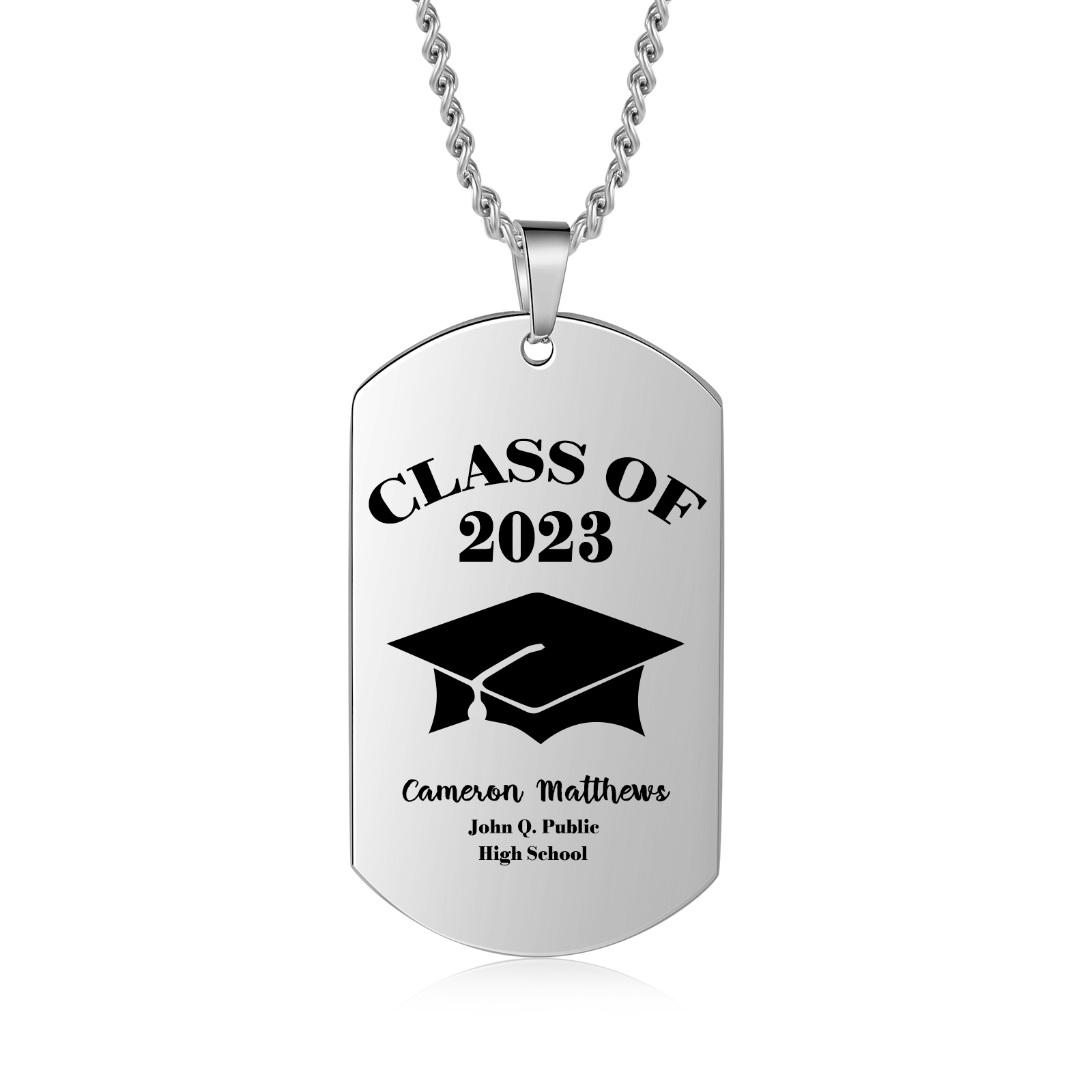 Graduation Gifts Personalised Photo Necklace Custom Class of 2024 Dog Tag Necklace-Jessemade AU