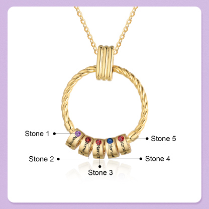 5 Names - Personalised Circle Pendant Necklace Custom Birthstones & Names Necklace Birthday Gift for Her-Jessemade AU