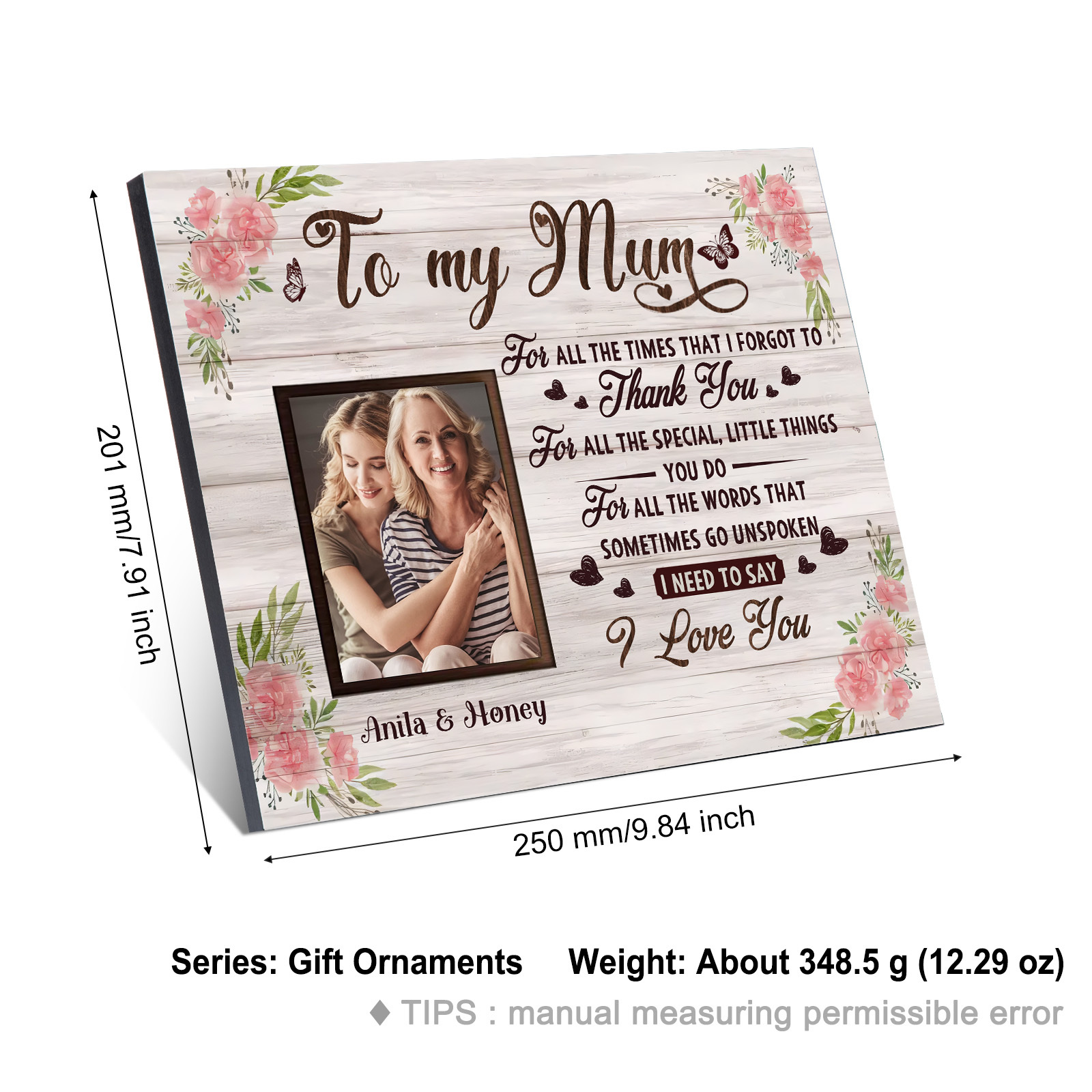 Personalised Photo & Text Wooden Plaque Home Decoration Gifts for Mom/Mum - For All The Times That I Forgot To Thank You-Jessemade AU