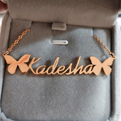 Personalised Butterfly Necklace Custom 1 Name Necklace Gift For Women-Jessemade AU