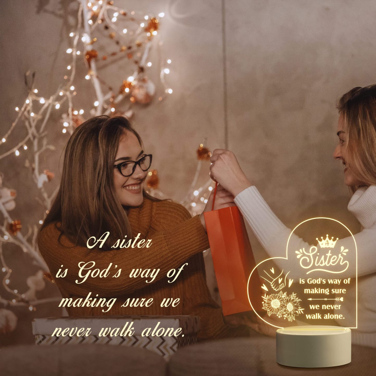 To My Sister - Heart Night Light LED Lamp Bedroom Decoration For Sister-Jessemade AU