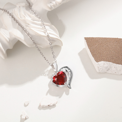 Personalised Heart Necklace with 1 Birthstone Engraved Names Gift For Women-Jessemade AU