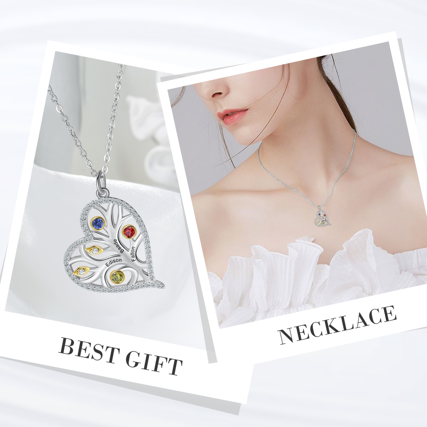 Personalised Family Tree Necklace With 3 Birthstones Custom Names Best Gift For Mother-Jessemade AU