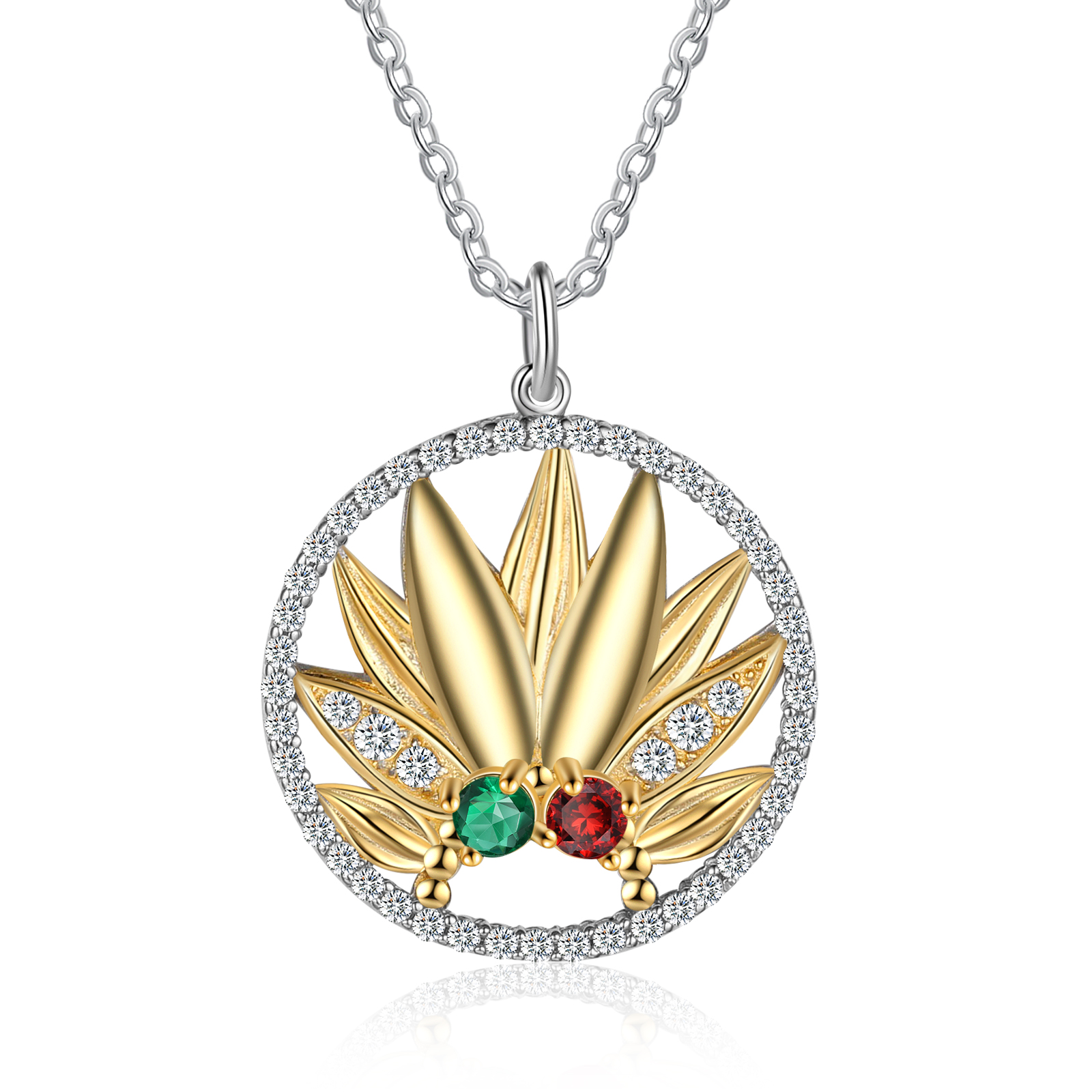 Personalised Sunflower Necklace With 2 Birthstones Engraved Names Necklace Gift For Women-Jessemade AU