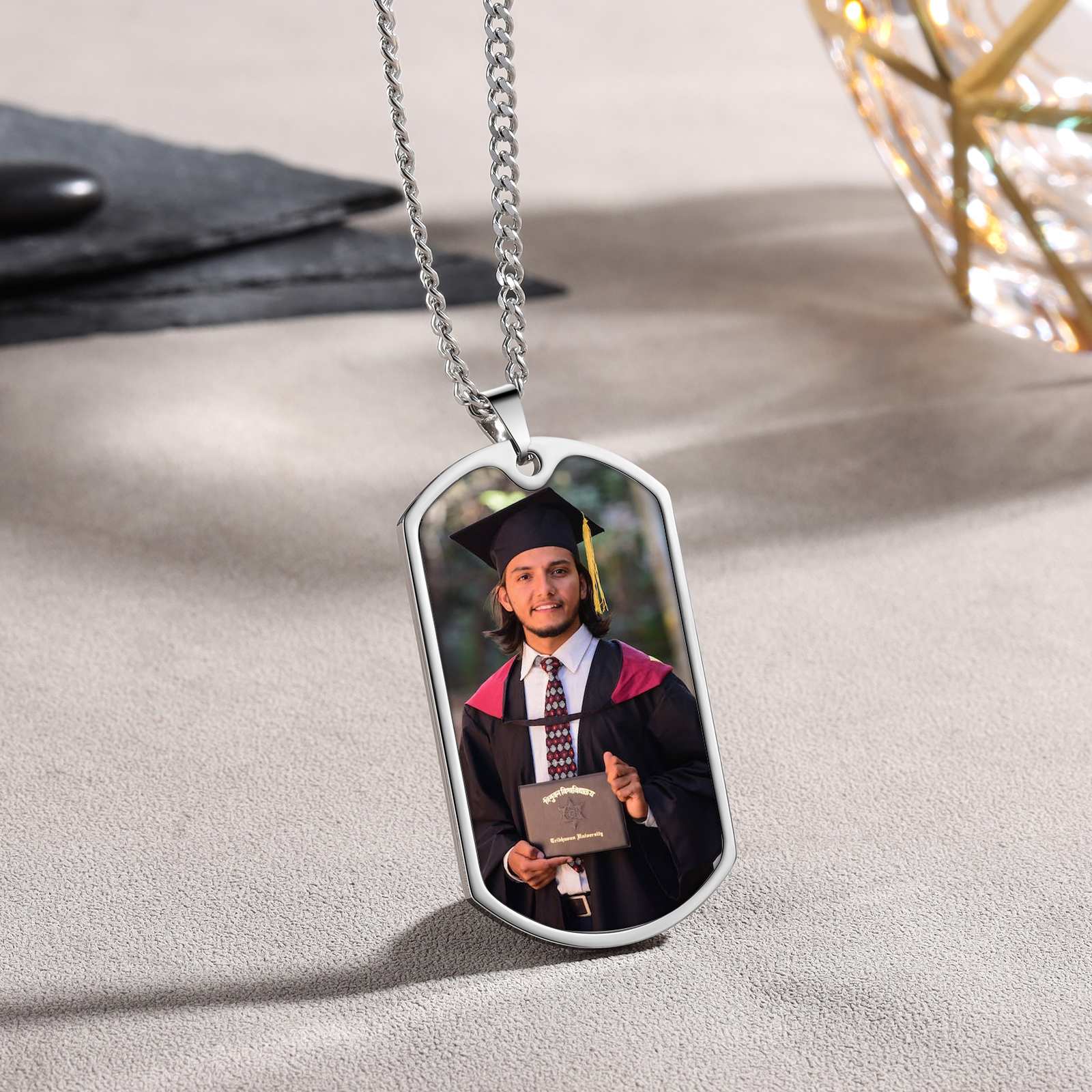 Graduation Gifts Personalised Photo Necklace Custom Class of 2024 Dog Tag Necklace-Jessemade AU