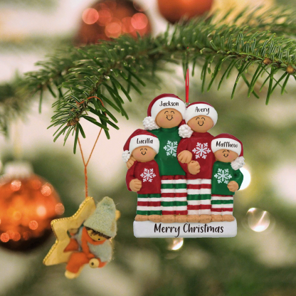 4 Names - Personalised Christmas Ornaments Custom Text Wooden Xmas Ornaments Gifts for Family Friends-Jessemade AU