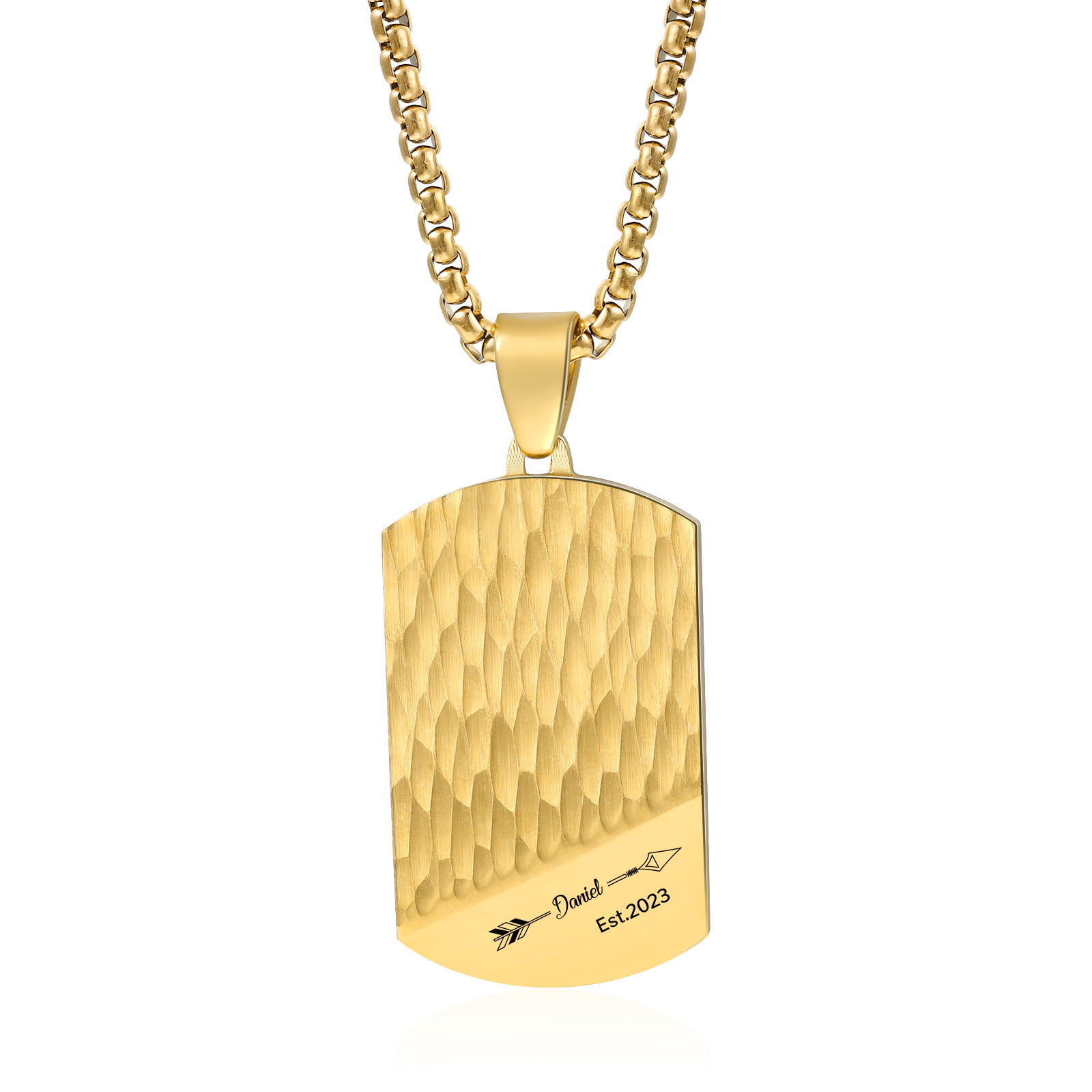 Personalised Men's Necklace Engraved Name & Date & Text Dog Tag Necklace Stainless Steel Gift for Him-Jessemade AU