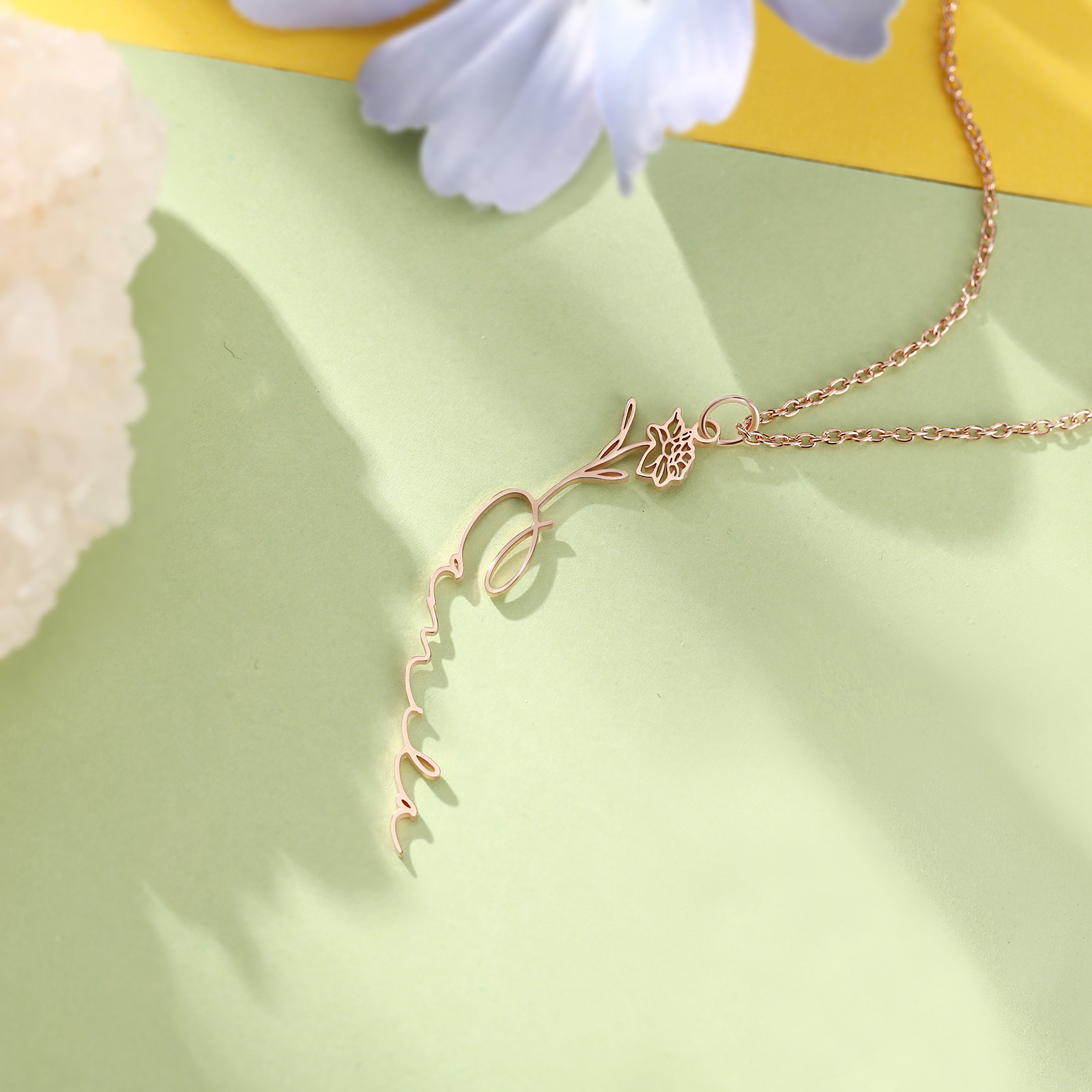 Personalised Birthflower Necklace Custom 1 Name Necklace Gift For Women-Jessemade AU