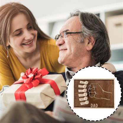 Father and Sons/Daughters Fist Signs Engrave 3 Names Family Bond Wood Frame-Jessemade AU