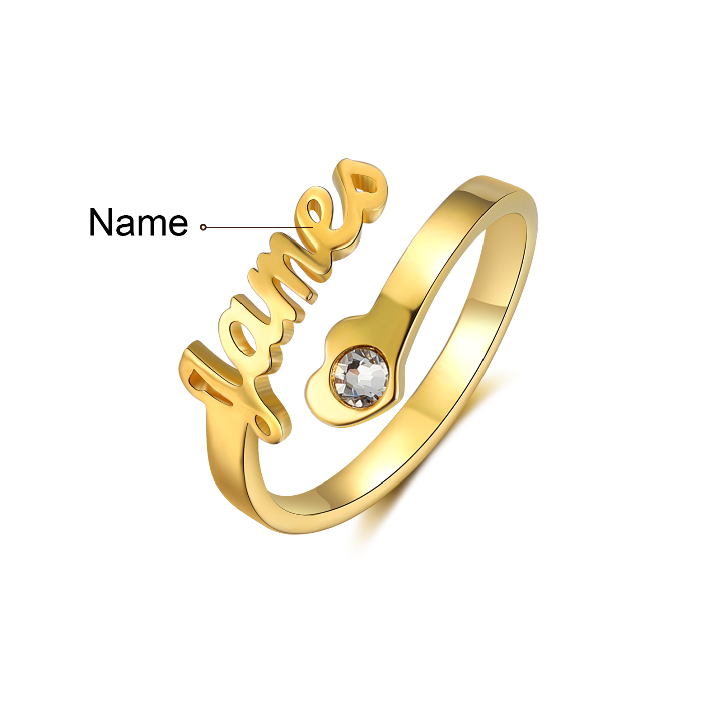 Personalised Heart Ring With Birthstone Custom 1 Name Ring Gifts For Her-Jessemade AU