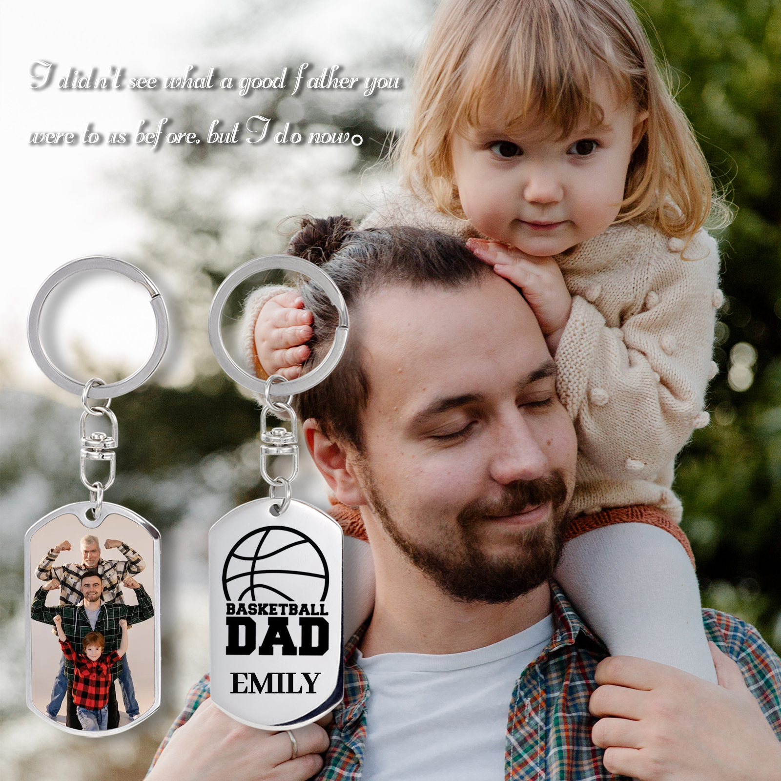 Custom Photo Keyring Engrave Name Father's Day Gifts for Basketball Lover-Jessemade AU