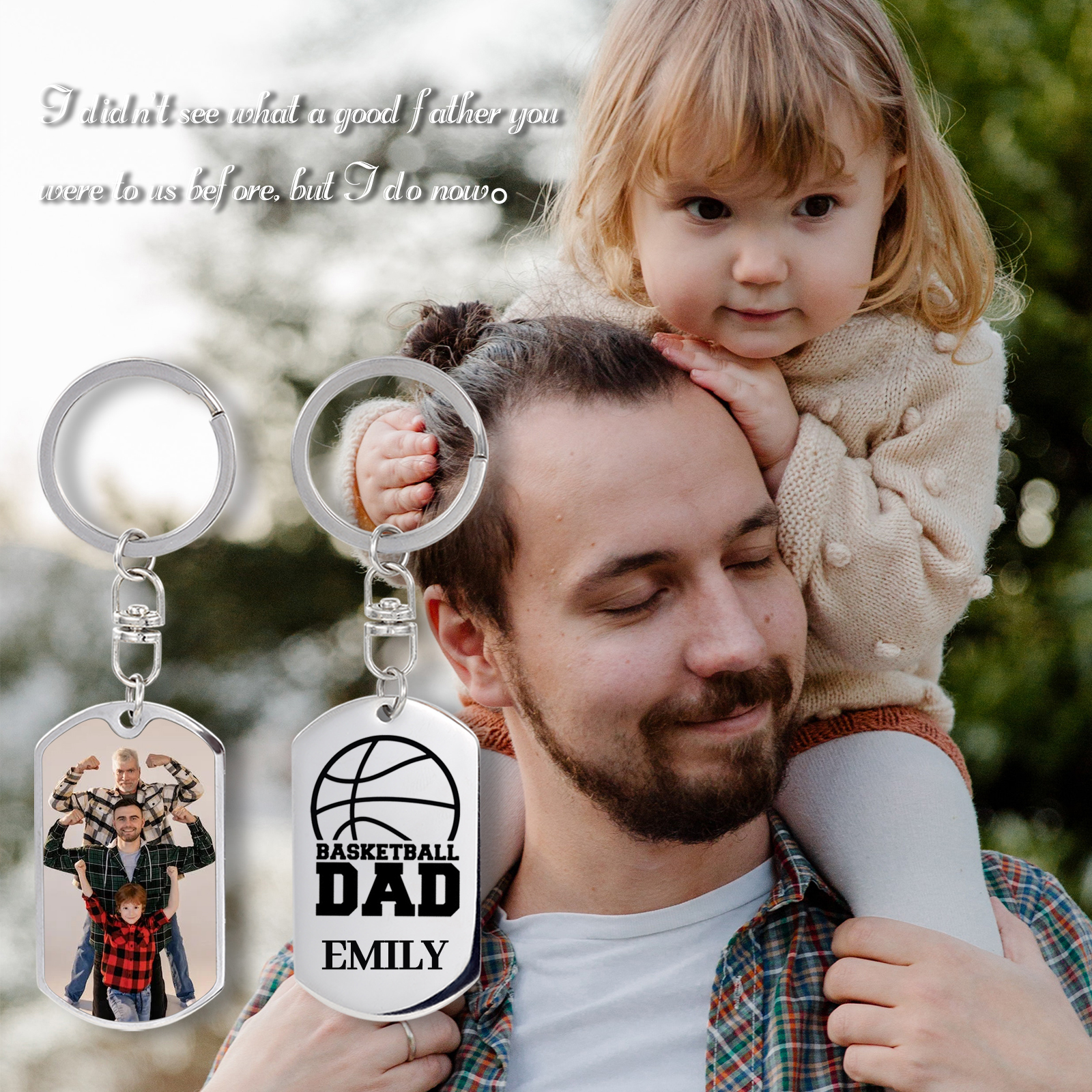 Custom Photo Keyring Engrave Name Father's Day Gifts for Basketball Lover-Jessemade AU