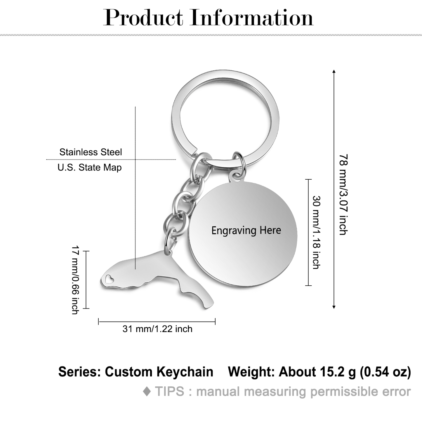 Personalised American state keychain Gifts For Him-Jessemade AU