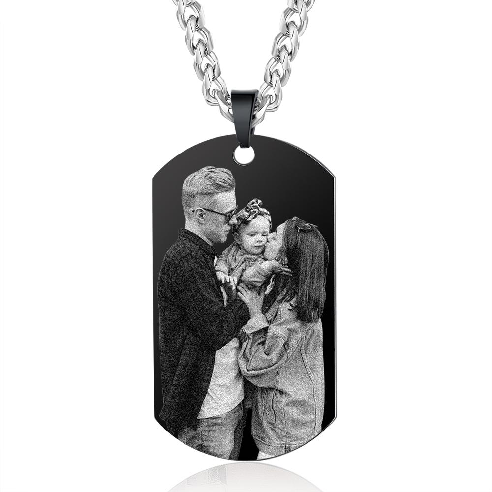 Personalised Photo Tag Necklace Custom Photo Cuban Chain Necklace Gifts For Father-Jessemade AU