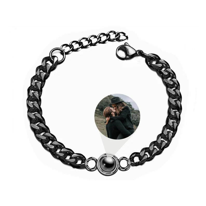 Cuban Chain Men's Bracelet Personalised Projection Bracelet Custom Photo Love Style Gifts for Men-Jessemade AU