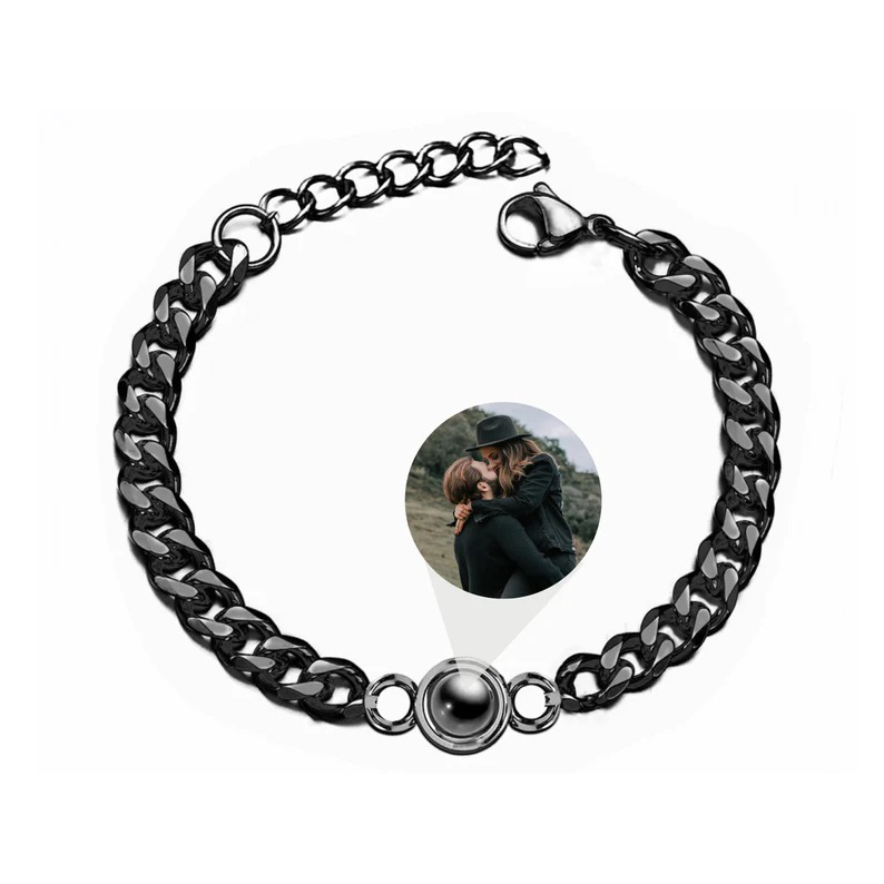 Cuban Chain Men's Bracelet Personalised Projection Bracelet Custom Photo Love Style Gifts for Men-Jessemade AU