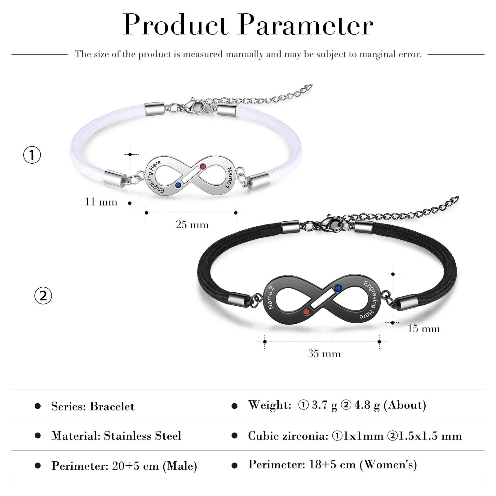 Valentine's Day Gifts 2024 Couple Infinity Bracelet Set with Birthstones-Jessemade AU
