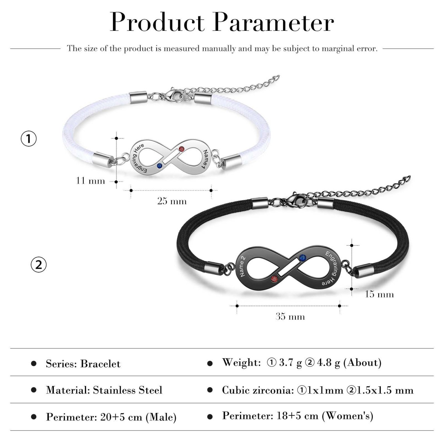 Valentine's Day Gifts 2024 Couple Infinity Bracelet Set with Birthstones-Jessemade AU