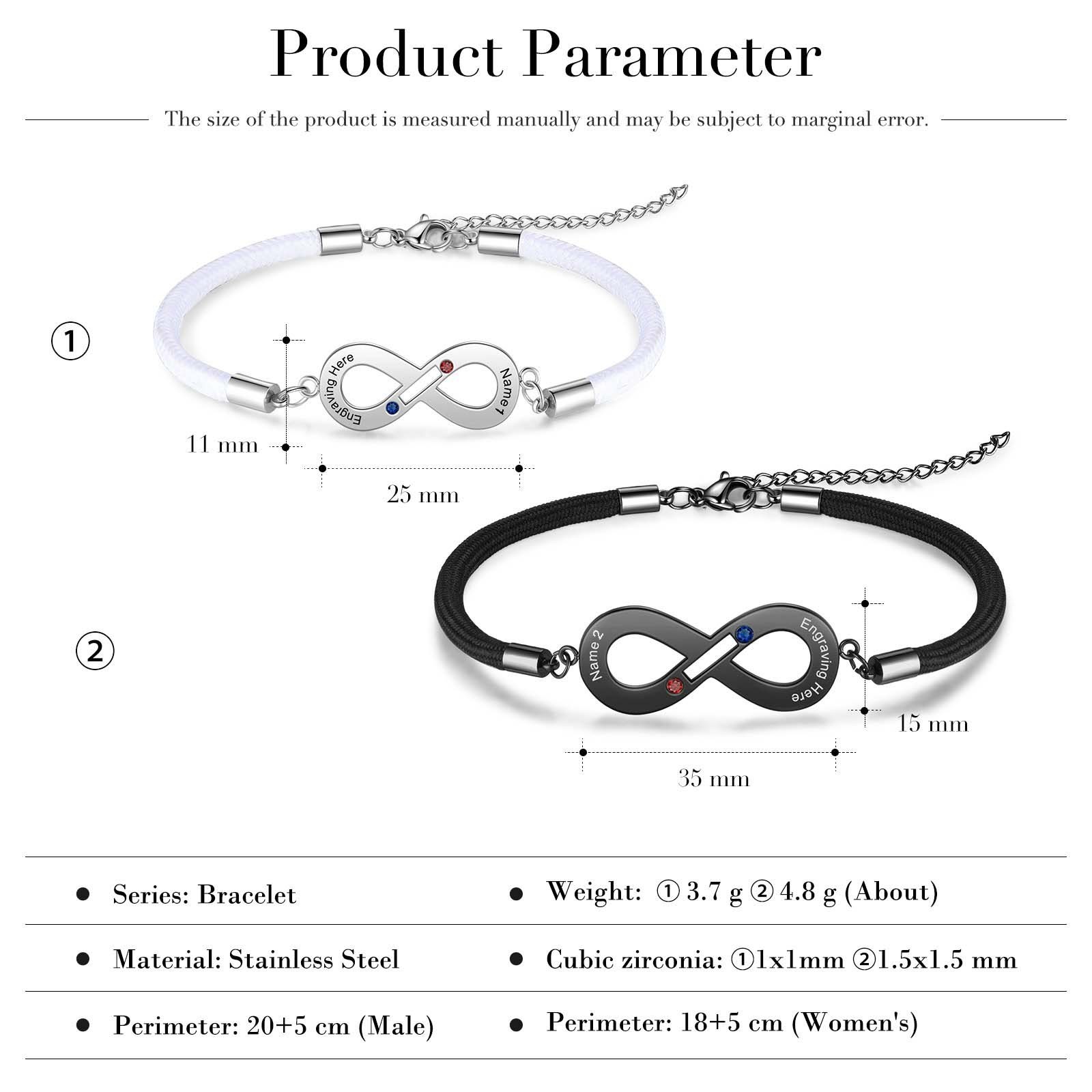 Valentine's Day Gifts 2024 Couple Infinity Bracelet Set with Birthstones-Jessemade AU